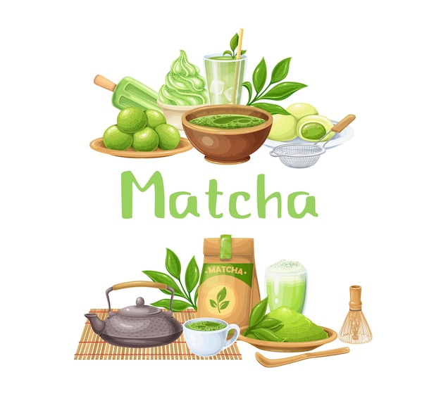 Banderas de la ceremonia del té Matcha