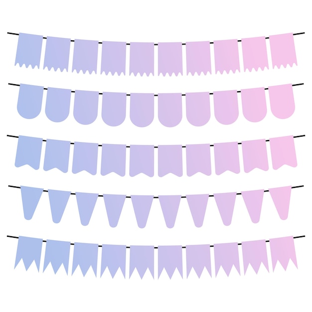 Banderas de colores y guirnaldas de empavesado para decoración Elementos de decoración con varios patrones