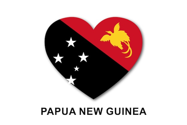 Banderas de corazón de papúa nueva guinea planas