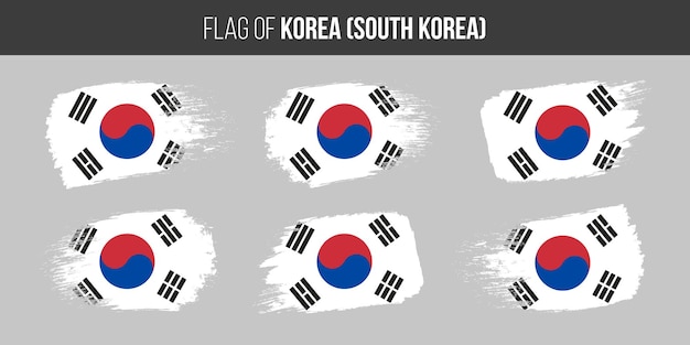 Banderas de corea del sur Trazo de pincel grunge vector ilustración bandera de corea del sur aislado en blanco