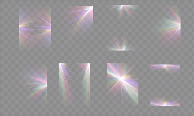 Banderas de cristales iridescentes ópticos y deslumbramiento Las luces deslumbrantes se filtran rayas de confeti cayendo