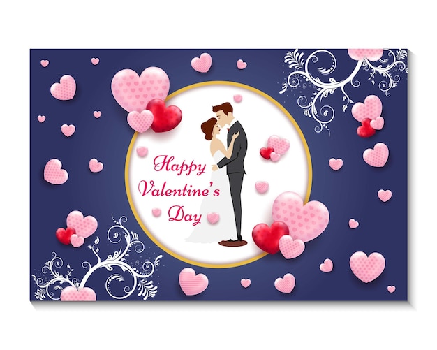 Banderas de día de San Valentín Frame de corazón blanco rojo fondo Tarjeta de felicitación estilo de moda