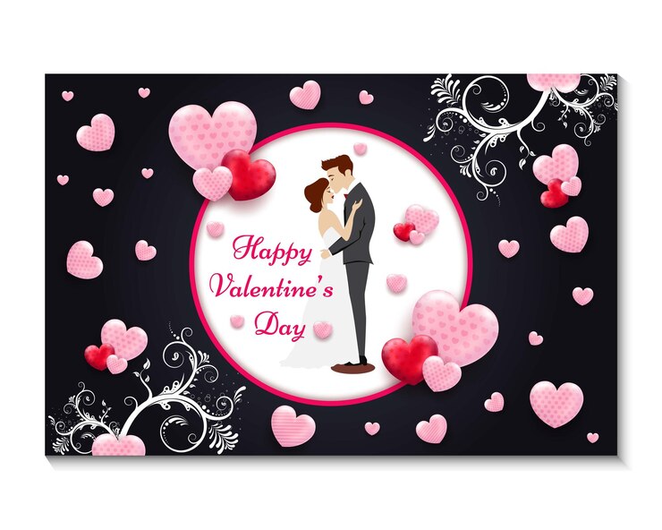 Banderas de día de San Valentín Frame de corazón blanco rojo fondo Tarjeta de felicitación estilo de moda