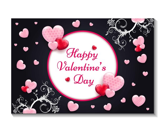 Banderas de día de San Valentín Frame de corazón blanco rojo fondo Tarjeta de felicitación estilo de moda