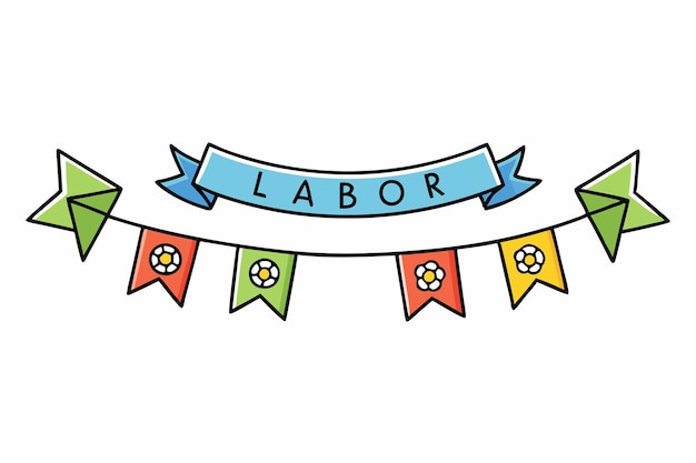 Banderas del Día del Trabajo Señalización festiva Arte vectorial para diseño gráfico imprimible