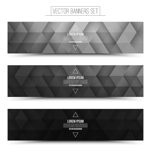 Banderas digitales de la tecnología de Internet del vector abstracto fijadas. blanco negro