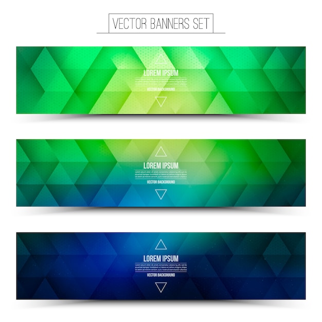 Banderas digitales de la tecnología de Internet del vector abstracto fijadas. verde y azul