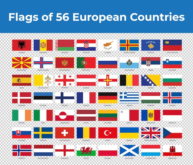 Banderas de doce países europeos