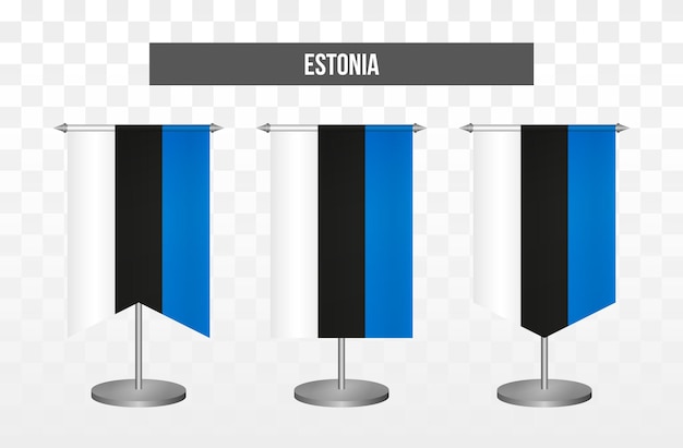 Vector banderas de escritorio de ilustración vectorial 3d verticales realistas de estonia aisladas