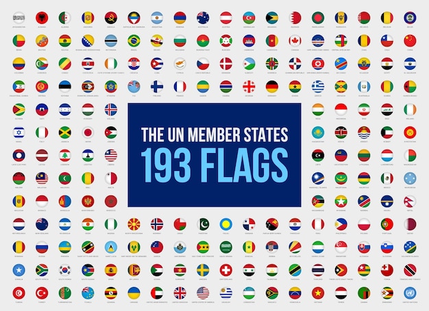 Banderas de los estados miembros de las Naciones Unidas Botón redondo banderas nacionales de los países de la ONU