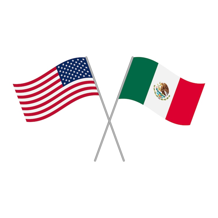 Vector banderas de los estados unidos de américa y méxico