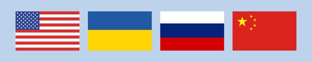 Banderas de los Estados Unidos China Rusia Ucrania Icono de la bandera
