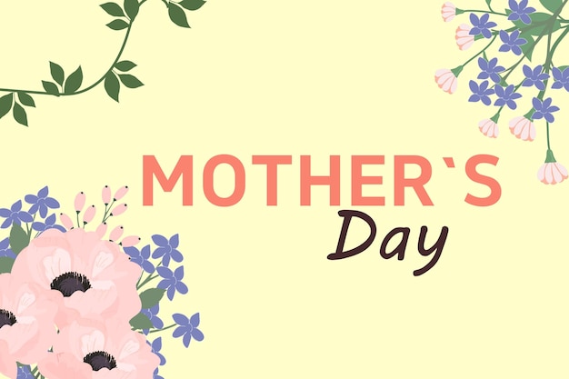 Vector banderas de feliz día de la madre diseño de primavera de moda con tipografía pintado a mano flores plantas