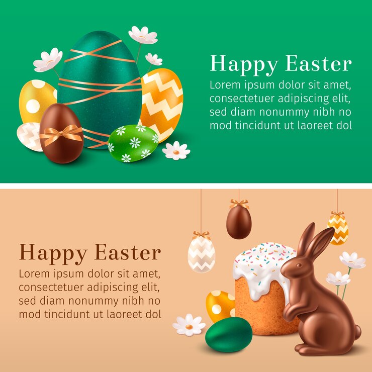 Banderas de Feliz Pascua en un diseño realista