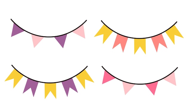 Banderas festivas para decoración. Ilustración vectorial dibujada a mano. dibujo de fiesta