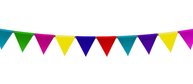 Banderas fiesta de cumpleaños decoración triángulo colorido vacaciones garland vector ilustración