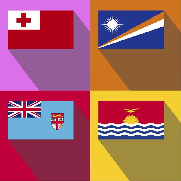 Vector banderas de fiji marshall island kiribati tonga