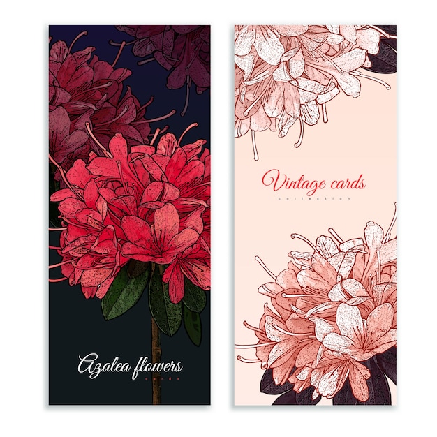 Banderas de flores antiguas en estilo dibujado a mano