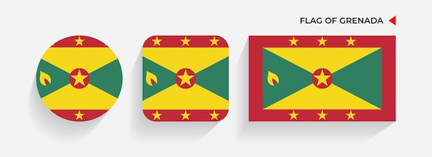 Banderas de Granada dispuestas en formas redondas, cuadradas y rectangulares