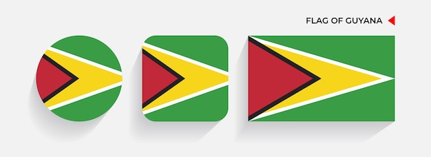 Banderas de guyana dispuestas en formas redondas, cuadradas y rectangulares