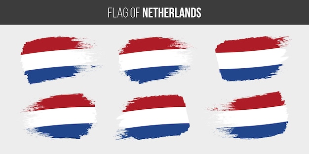 Banderas holandesas trazo de pincel grunge vector ilustración bandera de nederland holanda blanco aislado