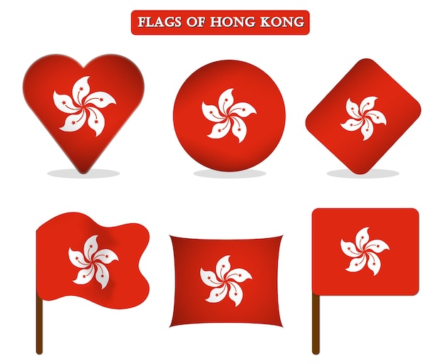 Banderas de Hong Kong en muchos objetos ilustración