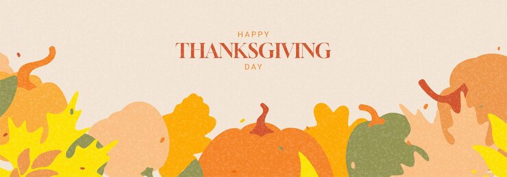 Banderas horizontales de Feliz Día de Acción de Gracias Banderas de Acción de gracias de moda con calabazas y follaje de otoño Fondo horizontal perfecto para tarjetas de felicitación de redes sociales promoción y publicidad
