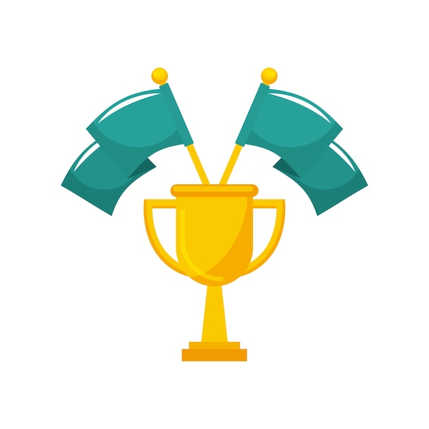 banderas con el icono de trofeo de oro