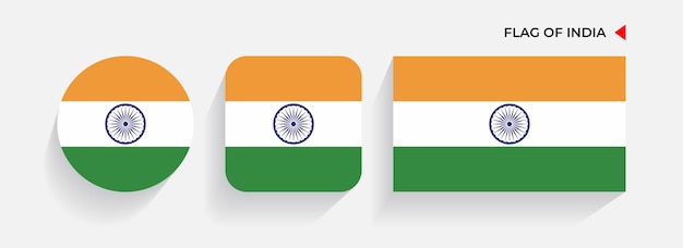 Banderas de la India dispuestas en formas redondas, cuadradas y rectangulares