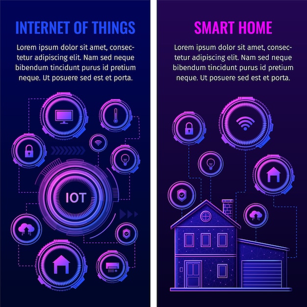 Banderas Iot en diseño de gradiente