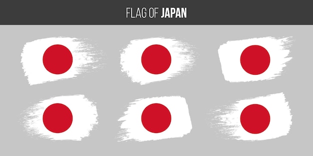 Banderas japonesas trazo de pincel grunge vector ilustración bandera de japón aislado en blanco