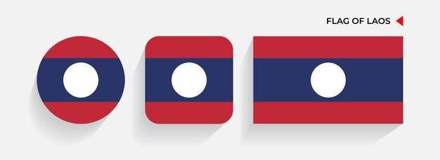 Las banderas de Laos dispuestas en formas redondas, cuadradas y rectangulares