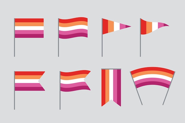 Banderas lesbianas de color naranja blanco y rosa concepto LGBTQI Ilustración vectorial plana