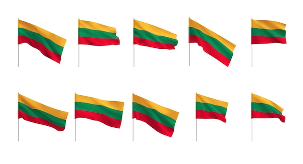Banderas de Lituania Conjunto de banderas lituanas realistas nacionales Vector