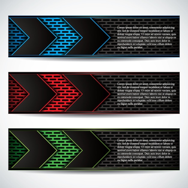 Banderas metálicas con fondos modernos y vectores de diseño