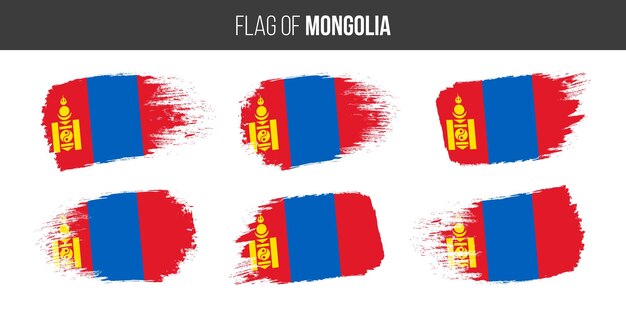 Banderas de mongolia Trazo de pincel grunge vector ilustración bandera de mongolia aislado en blanco