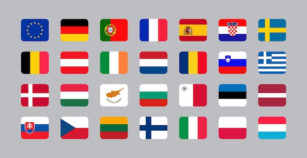 Banderas mundiales vectoriales Iconos planos rectangulares vectoriales Más populares