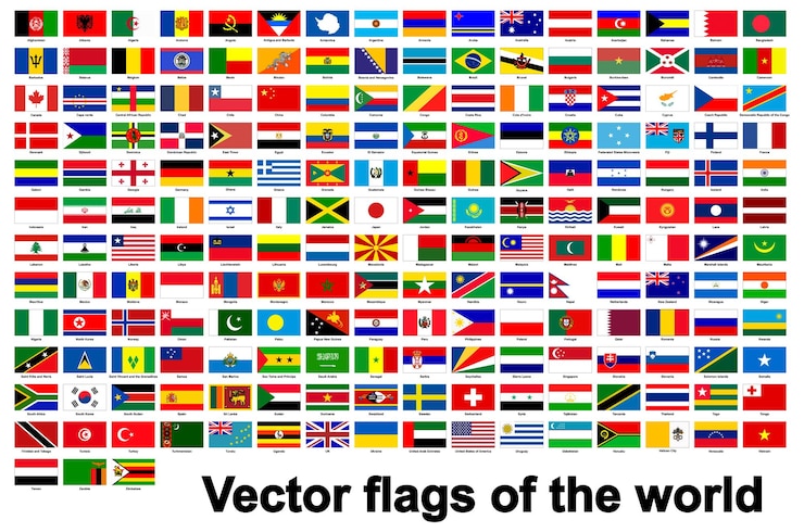 Vector banderas del mundo aisladas en fondo blanco ilustración vectorial eps10