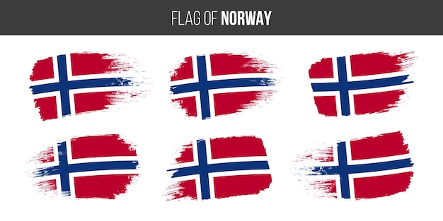 Vector banderas de noruega trazo de pincel grunge vector ilustración bandera de noruega aislado en blanco