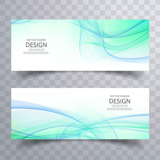 Banderas onduladas elegantes conjunto de diseño vectorial