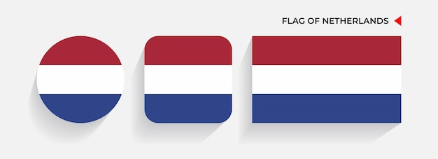 Banderas de los países bajos dispuestas en formas redondas, cuadradas y rectangulares