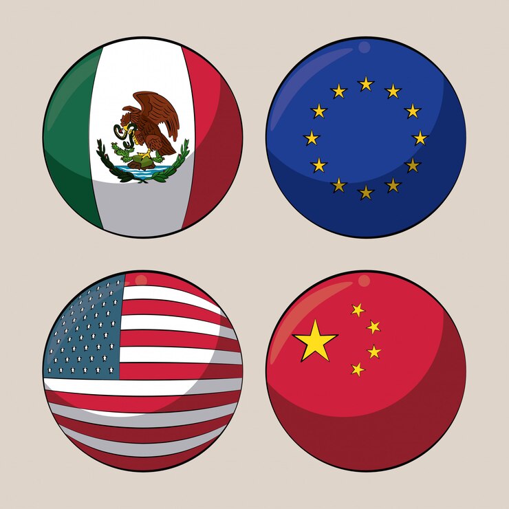 Vector banderas de países comerciales en símbolos redondos