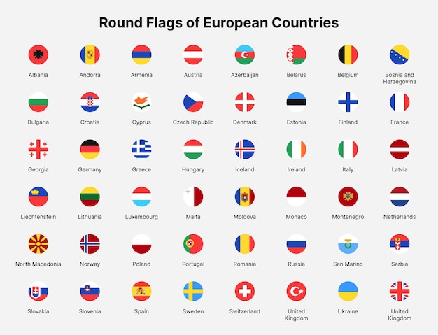 Vector banderas de países de europa banderas redondas de países de europa