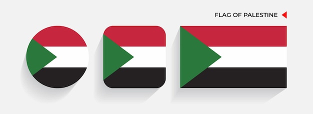 Banderas de Palestina dispuestas en formas redondas, cuadradas y rectangulares