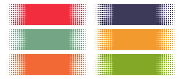 Banderas de patrón semitono vectorial en colores vibrantes para proyectos de diseño creativo
