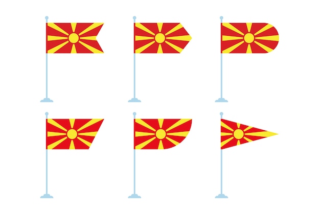 Vector banderas planas de macedonia del norte