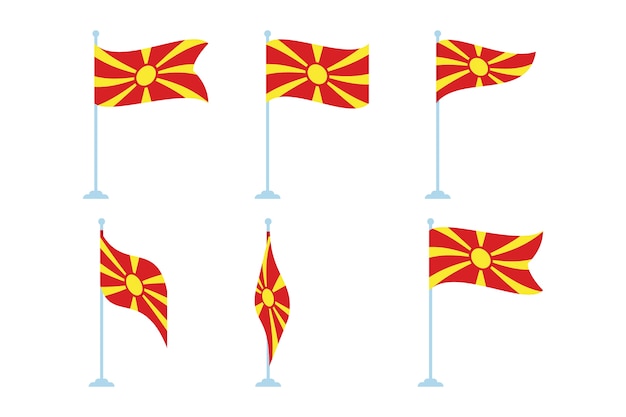 Vector banderas planas de macedonia del norte