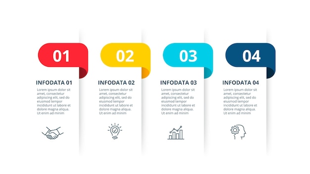 Banderas planas vectoriales para infografía Diapositiva de presentación con 4 opciones o pasos