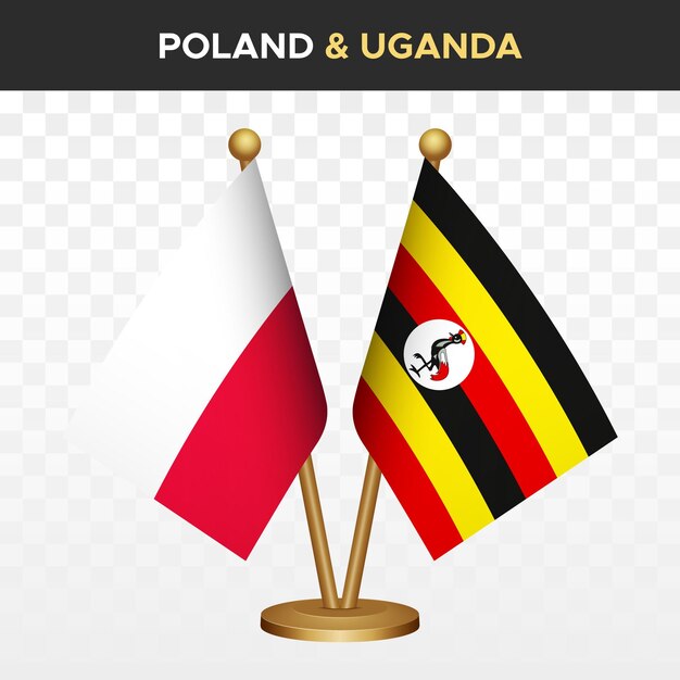 Vector las banderas de polonia contra uganda 3d de escritorio de pie bandera de polonia ilustración vectorial