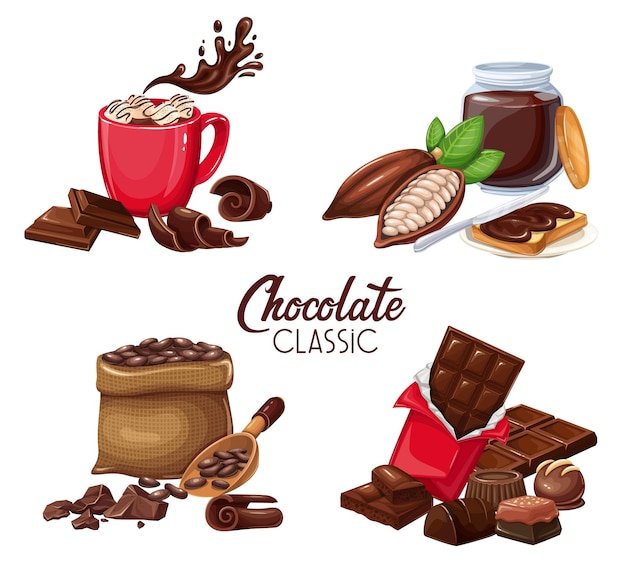 Vector banderas de productos de chocolate